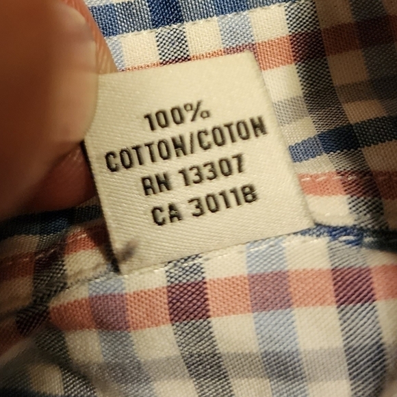 Ben Sherman Tailored Skinny Fit Men's 16.5 34-35 Red Blue Plaid Button Shirt EUC - Picture 8 of 9